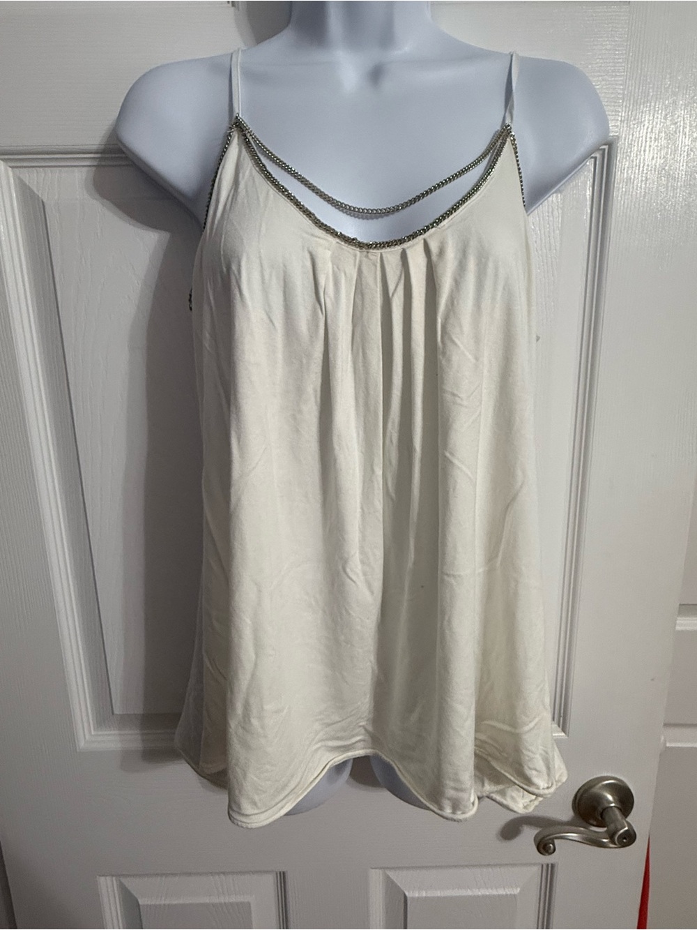 White House Black Market Cream Silk-Look Camisole